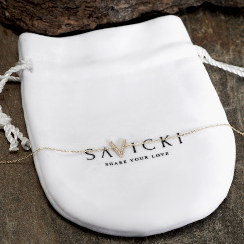 Bransoletka Litera V SAVICKI: złota, diamenty